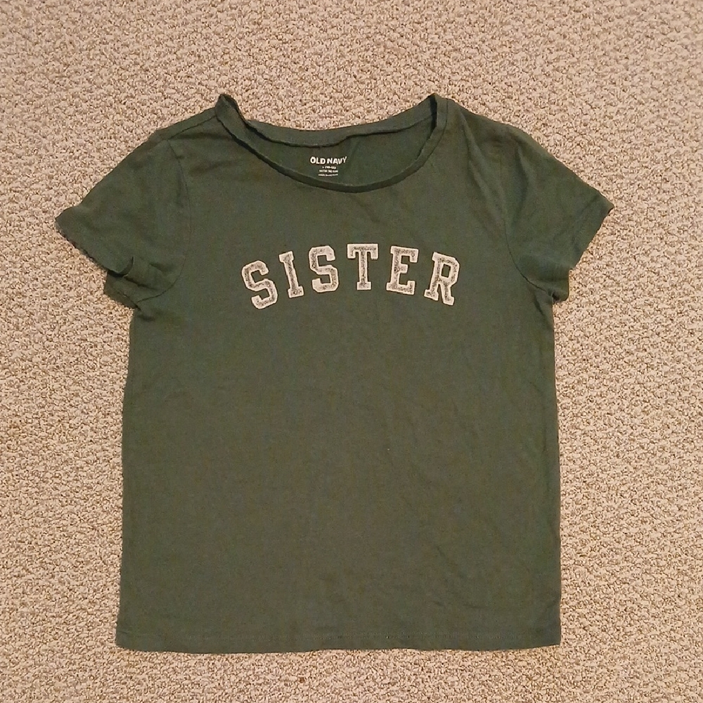 Old Navy Dark Green 'Sister' Tee L Girls